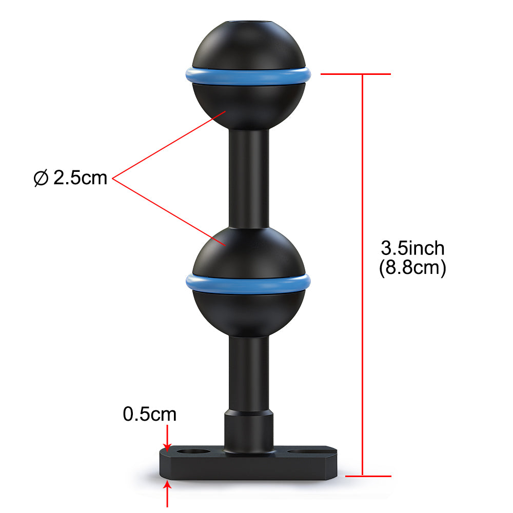 Sea frogs BH-6 3.5"Double ball Base Adaptor for Diving Photography Anti Corrosion Aluminum Alloy Underwater Diving