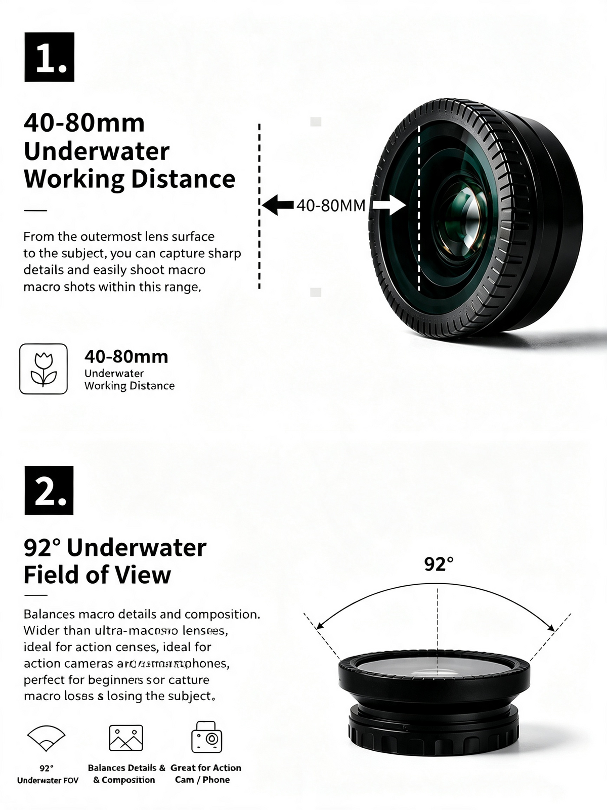 Seafrogs SF-YML-01 Underwater Close-up Macro Lens for Action Housing & Mobile Housing