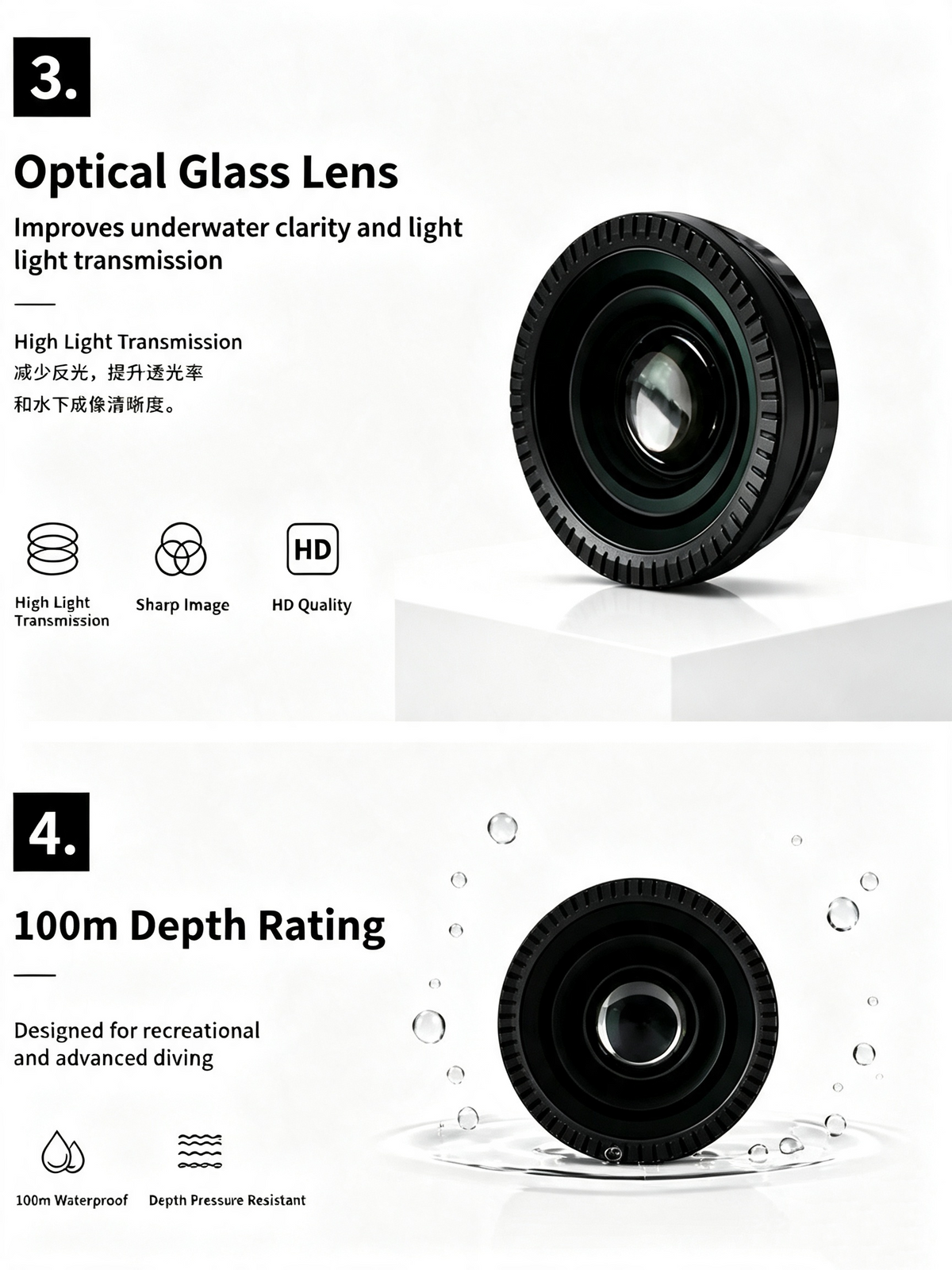Seafrogs SF-YML-01 Underwater Close-up Macro Lens for Action Housing & Mobile Housing