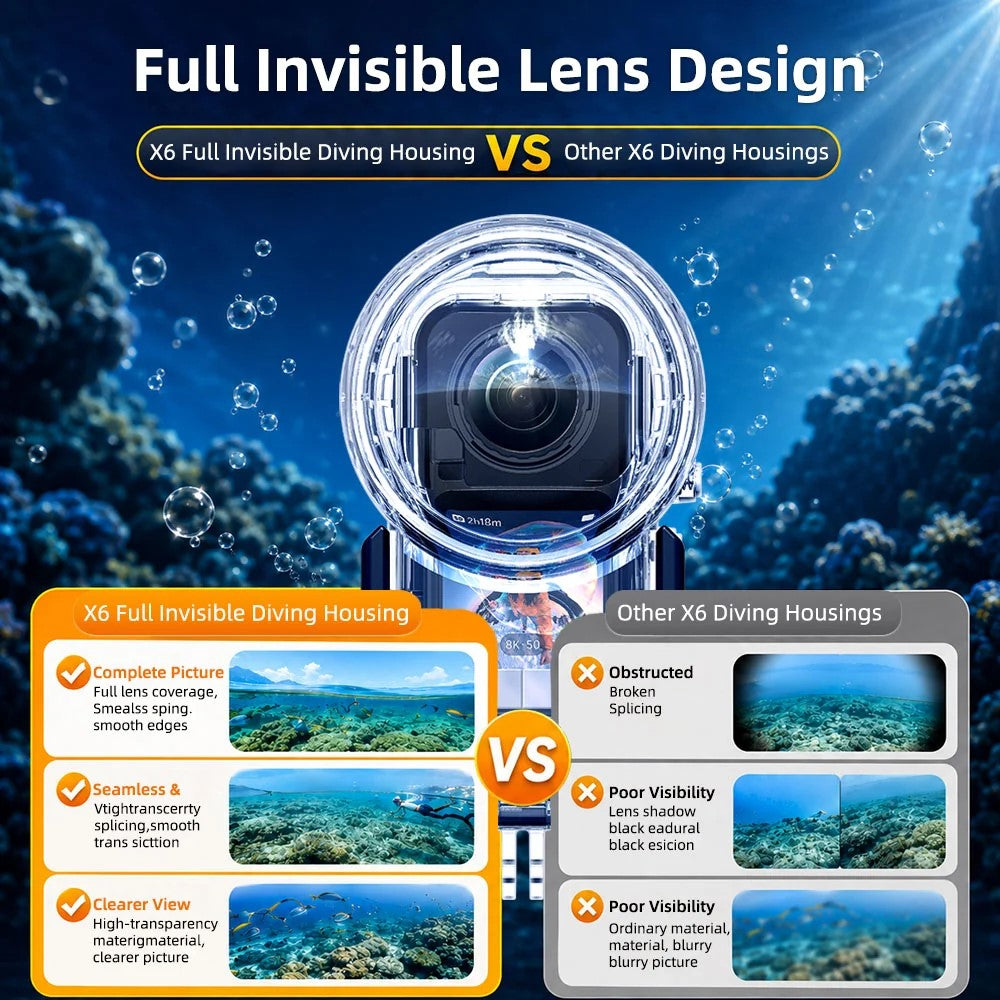 Sea frogs 50M/165FT Underwater Housing For INSTA 360 X6